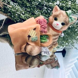 🐱Vtg Calico Kittens Enesco 1998 Happiness Doesn't Fit In A Shopping Bag 488631